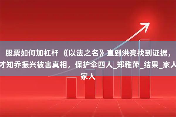 股票如何加杠杆 《以法之名》直到洪亮找到证据，才知乔振兴被害真相，保护伞四人_郑雅萍_结果_家人